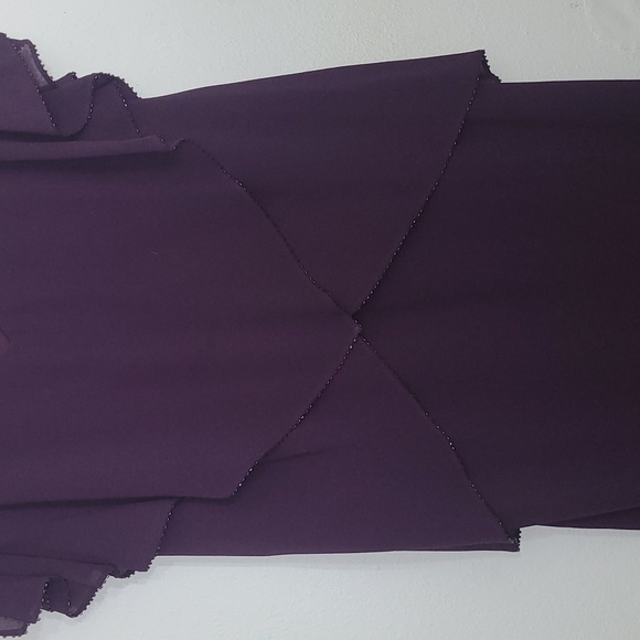 Formal Dress Maxi Cocktail Bead Trim Purple Dark Romance Fairycore Short Sleeve - Picture 2 of 12
